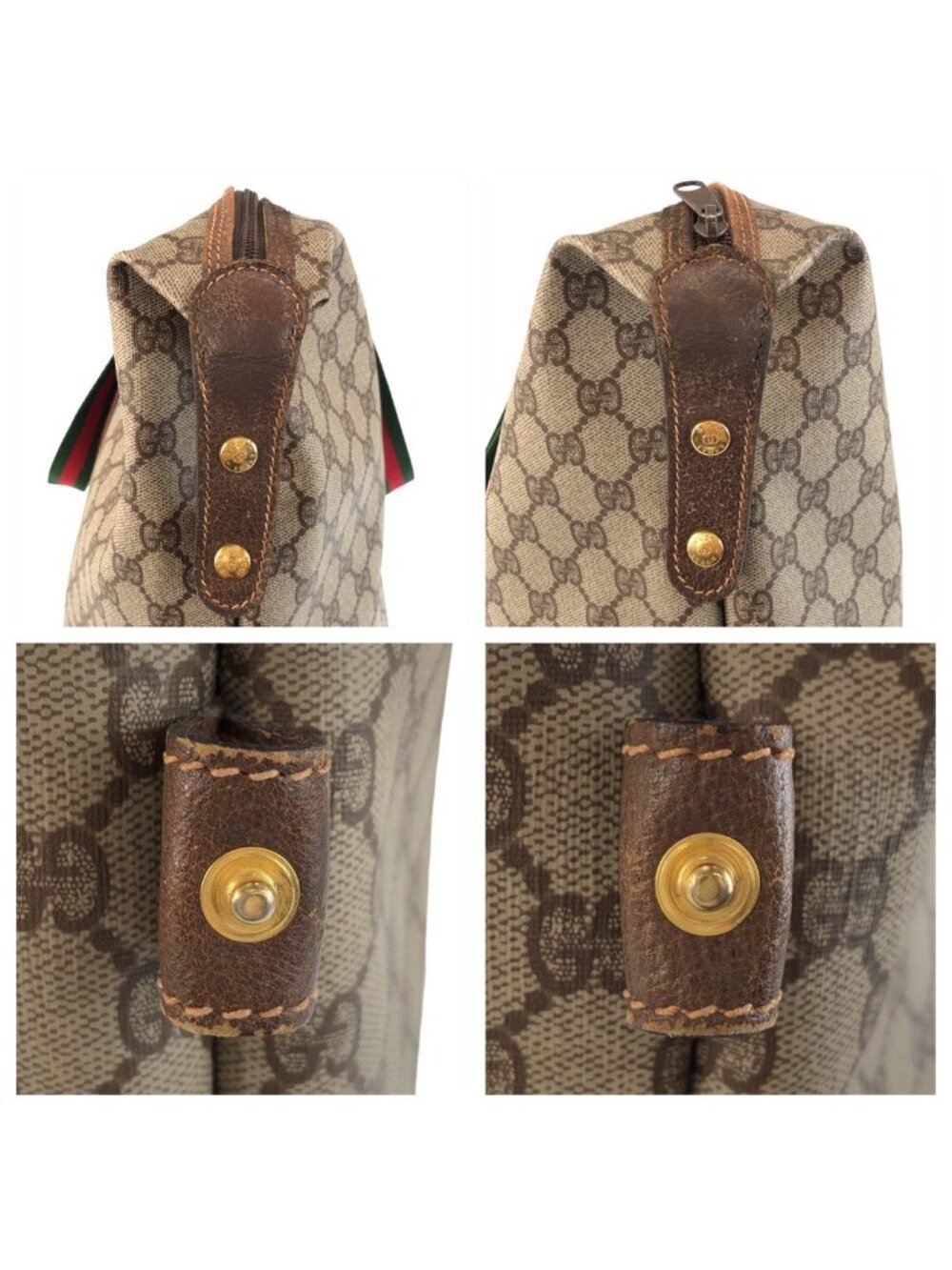 Gucci Vintage Sherry Line Beige Brown Gold GG Supreme Canvas Leather 012 39 - Picture 5 of 9